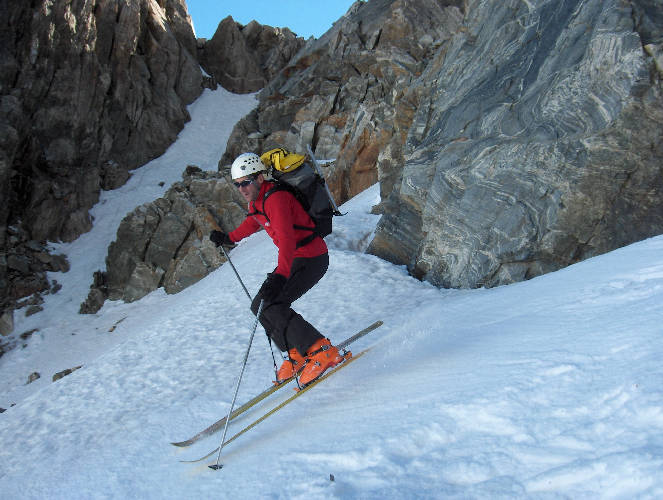Rocher blanc en traversée, Eric en action